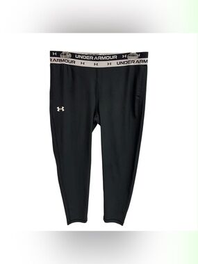 Under Armour NWT Black Youth Performance Leggings with White Logo Waistband SM